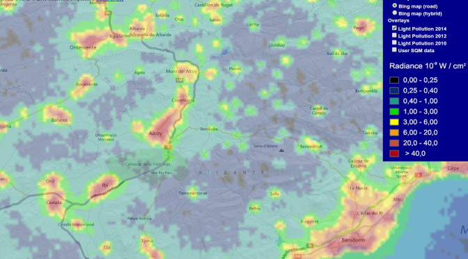 Mapa mundial actualizado de la contaminación lumínica